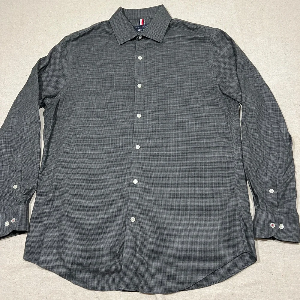 Tommy Hilfiger Men's Slim Fit Stretch‎ Plaid Dress Shirt L